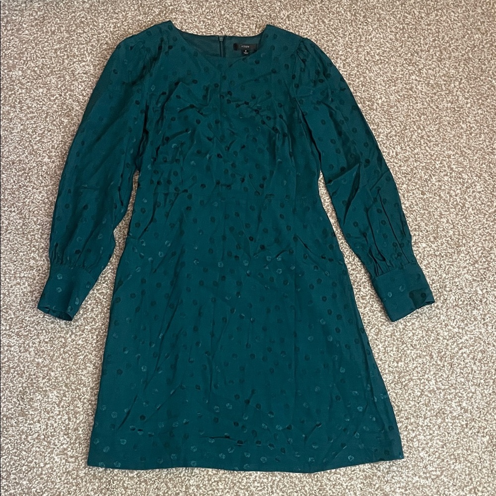 J. Crew Long Sleeve Dot A-Line Dress